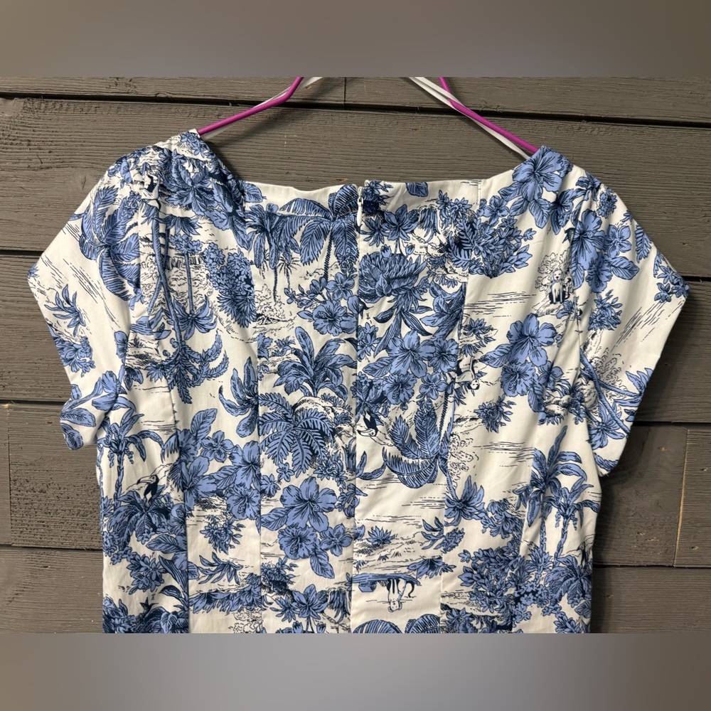 NWOT Joie Hawaiian Print Cap Sleeve Fit & Flare Dress Sz 4 Summer Vacay Party - Picture 7 of 14